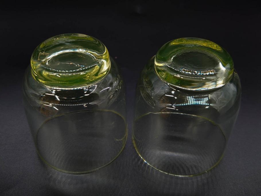 大正～昭和初期　当時物　ウランガラス　独特な色味が魅力のグラス6客セット(コップ、硝子、和ガラス)(R-082802)