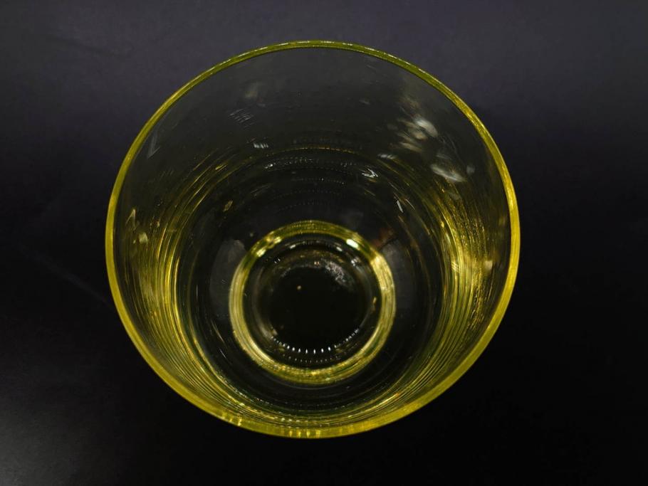 大正～昭和初期　当時物　ウランガラス　独特な色味が魅力のグラス6客セット(コップ、硝子、和ガラス)(R-082802)