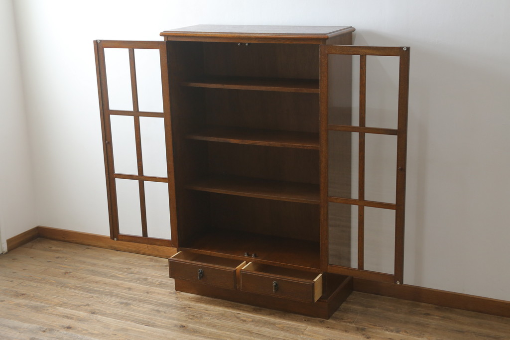 中古　美品!!　三越家具(現カントリーハウス)　Brugge(ブルージュ)　シンプルなデザインで取り入れやすいブックケース(本箱、本棚、書棚、収納棚、戸棚、キャビネット、飾り棚)(R-078049)