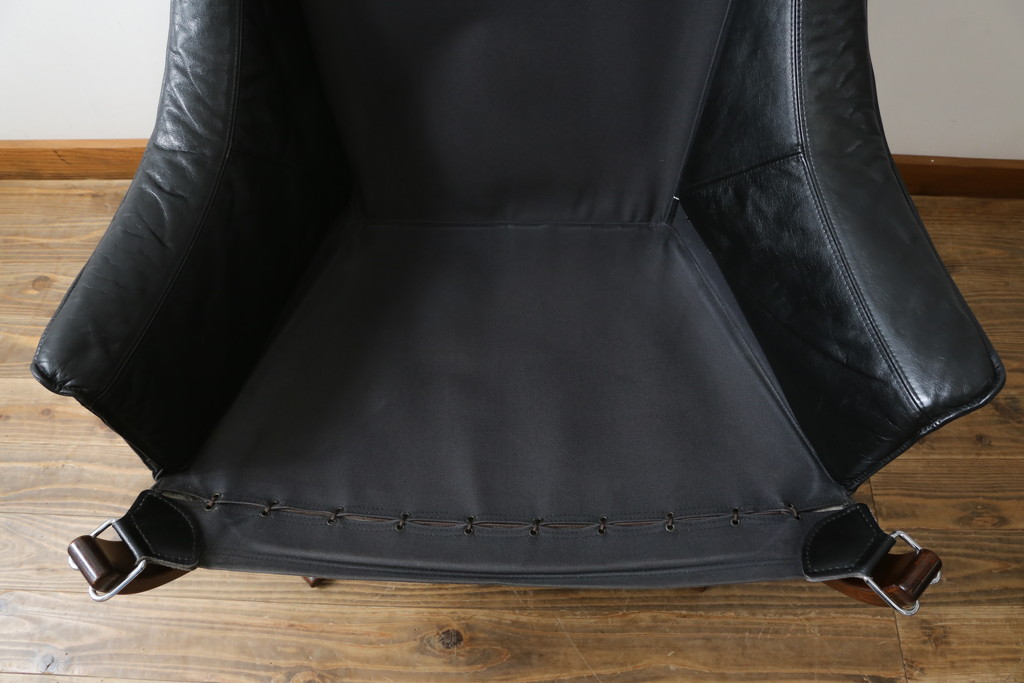 北欧ビンテージ　美品　ノルウェー　バットネ(Vatne)　スペシャル　オットマン付きは珍しい!くつろぎ感が抜群のファルコンチェアとオットマンセット(ラウンジチェア、アームレスチェア、フットスツール、椅子、イス、ヴィンテージ)(R-081252)