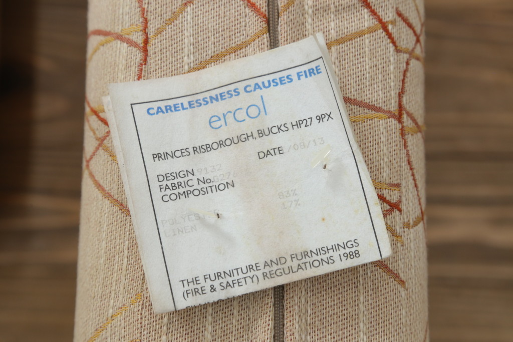 イギリスビンテージ　超美品　ERCOL(アーコール)　エバーグリーン　曲げ木のフレームが目を惹くハイバック2人掛けソファ(アームソファ、ラブソファ、二人掛け、ヴィンテージ、英国、北欧)(R-061602)