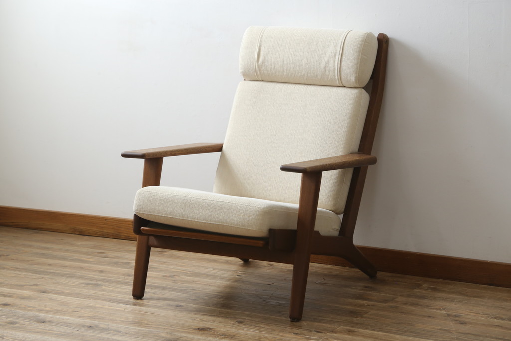 デンマークビンテージ　GETAMA(ゲタマ)　Hans J Wegner(ハンス・J・ウェグナー)　GE290A　オーク材　くつろぎの空間を演出するイージーチェア(椅子、イス、アームチェア、1P、一人掛け、1人掛けソファ、ヴィンテージ、北欧)(R-082844)