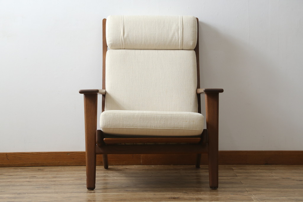デンマークビンテージ　GETAMA(ゲタマ)　Hans J Wegner(ハンス・J・ウェグナー)　GE290A　オーク材　くつろぎの空間を演出するイージーチェア(椅子、イス、アームチェア、1P、一人掛け、1人掛けソファ、ヴィンテージ、北欧)(R-082844)