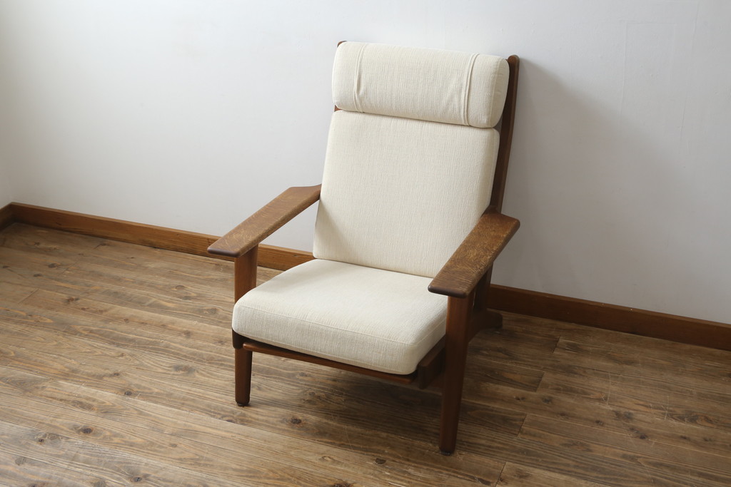 デンマークビンテージ　GETAMA(ゲタマ)　Hans J Wegner(ハンス・J・ウェグナー)　GE290A　オーク材　くつろぎの空間を演出するイージーチェア(椅子、イス、アームチェア、1P、一人掛け、1人掛けソファ、ヴィンテージ、北欧)(R-082844)