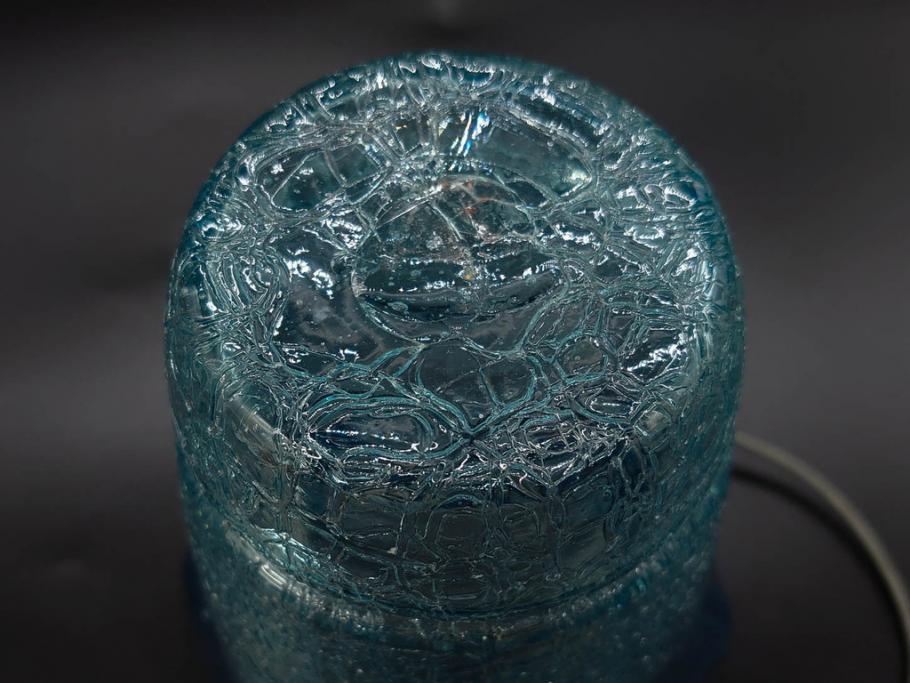 氷裂文　青色　ガラス　涼やかな佇まいのアイスペール(ひび焼き?、硝子、氷入れ、アイスバスケット、氷おけ、氷桶)(R-082813)