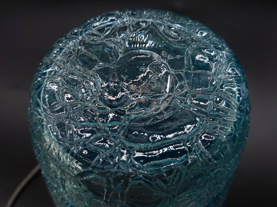 氷裂文　青色　ガラス　涼やかな佇まいのアイスペール(ひび焼き?、硝子、氷入れ、アイスバスケット、氷おけ、氷桶)(R-082813)
