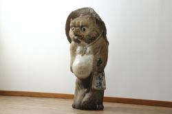 時代物　信楽焼　特大144cm　素朴な質感が味わい深い狸の置物(たぬき、タヌキ、オブジェ)(R-075842)