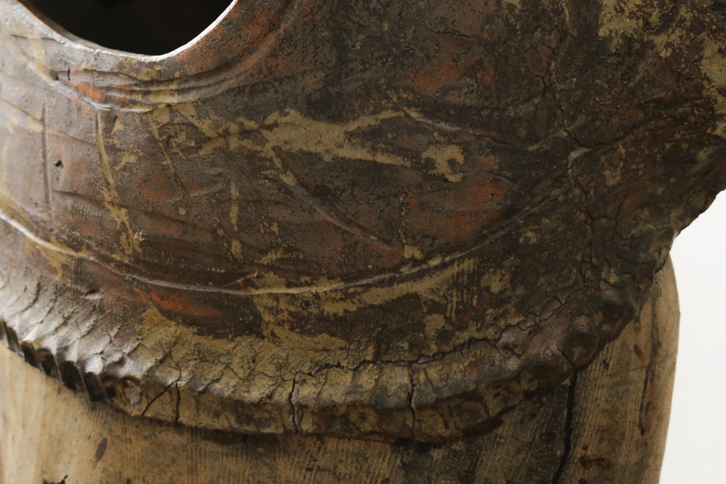 時代物　信楽焼　特大144cm　素朴な質感が味わい深い狸の置物(たぬき、タヌキ、オブジェ)(R-075842)