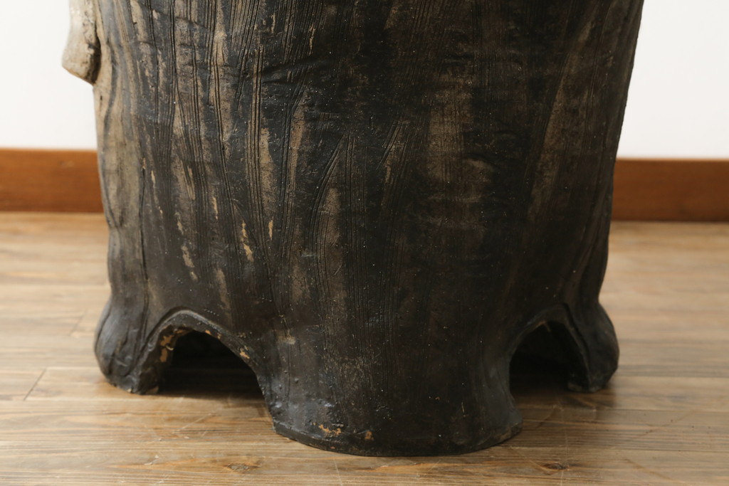時代物　信楽焼　特大144cm　素朴な質感が味わい深い狸の置物(たぬき、タヌキ、オブジェ)(R-075842)