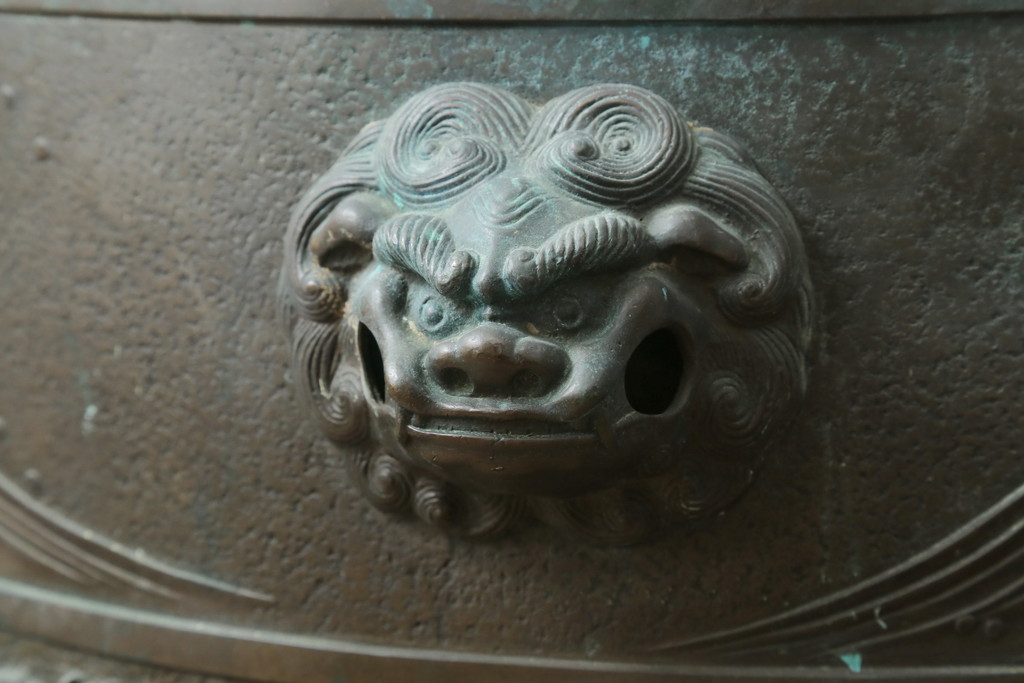 昭和四年　塩原 鋳之　古銅特大火鉢　上手物　約60kg(御鋳物師、手あぶり、鉢カバー、昭和4年、1929年)(R-075840)