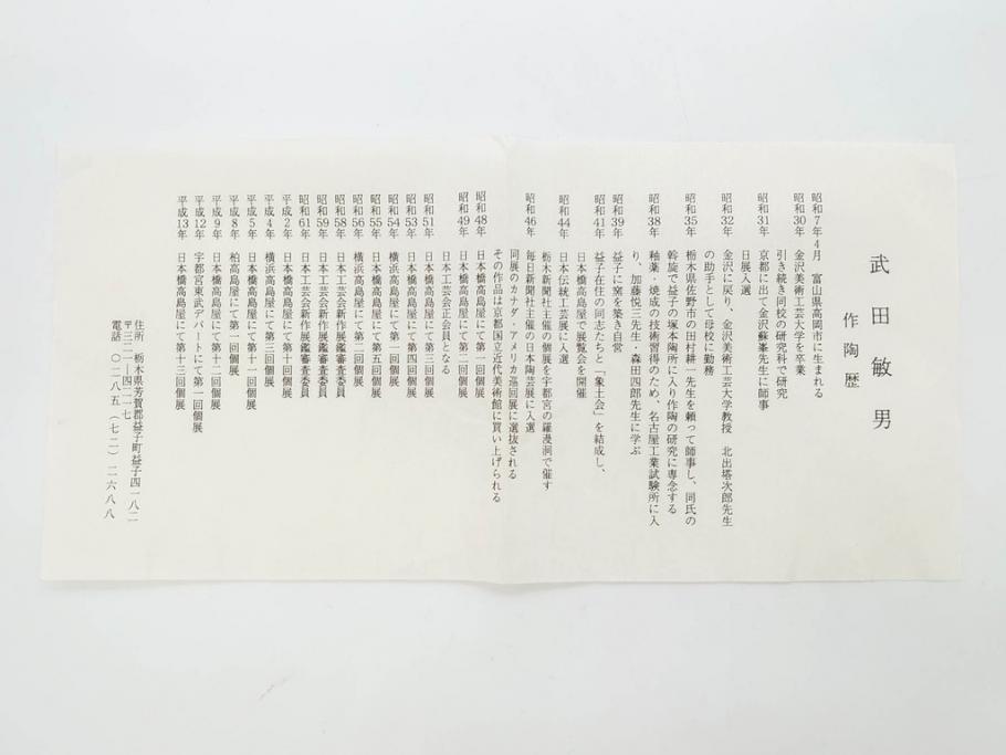 武田敏男　益子焼　松文　高さ 約24cm　匠の美技を感じる花瓶(花生、花入、花器、裏印、共箱付)(R-082817)