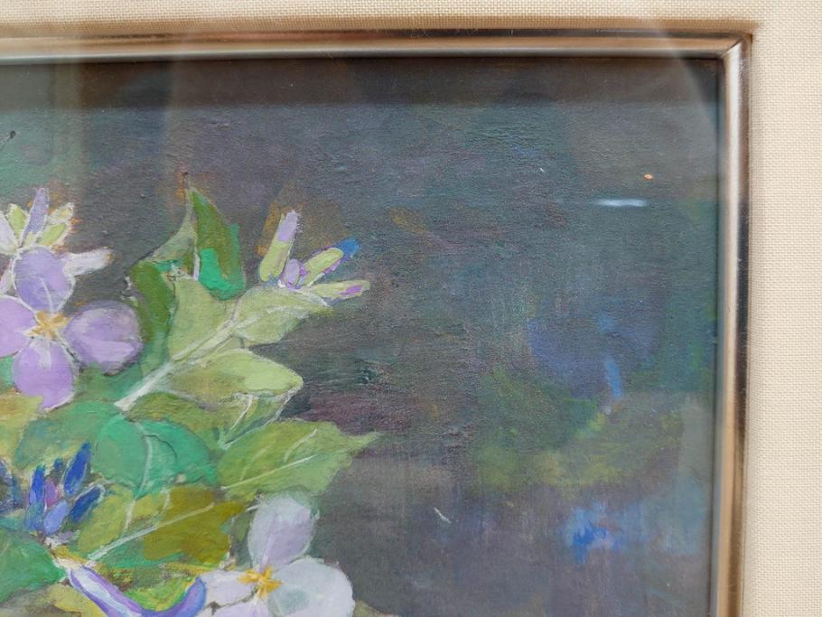 真作　三輪敦子　「初夏に咲く」　F4号　日本画(花、共シール、絵画、額装)(R-075964)