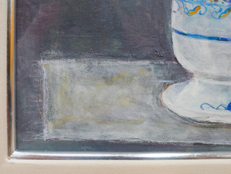真作　三輪敦子　「初夏に咲く」　F4号　日本画(花、共シール、絵画、額装)(R-075964)