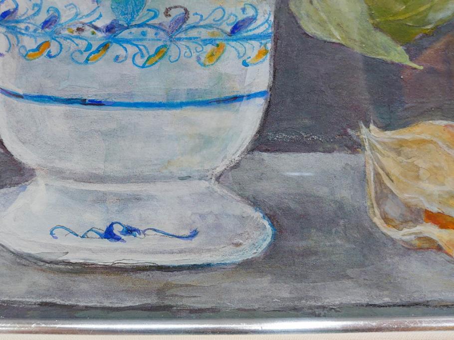 真作　三輪敦子　「初夏に咲く」　F4号　日本画(花、共シール、絵画、額装)(R-075964)