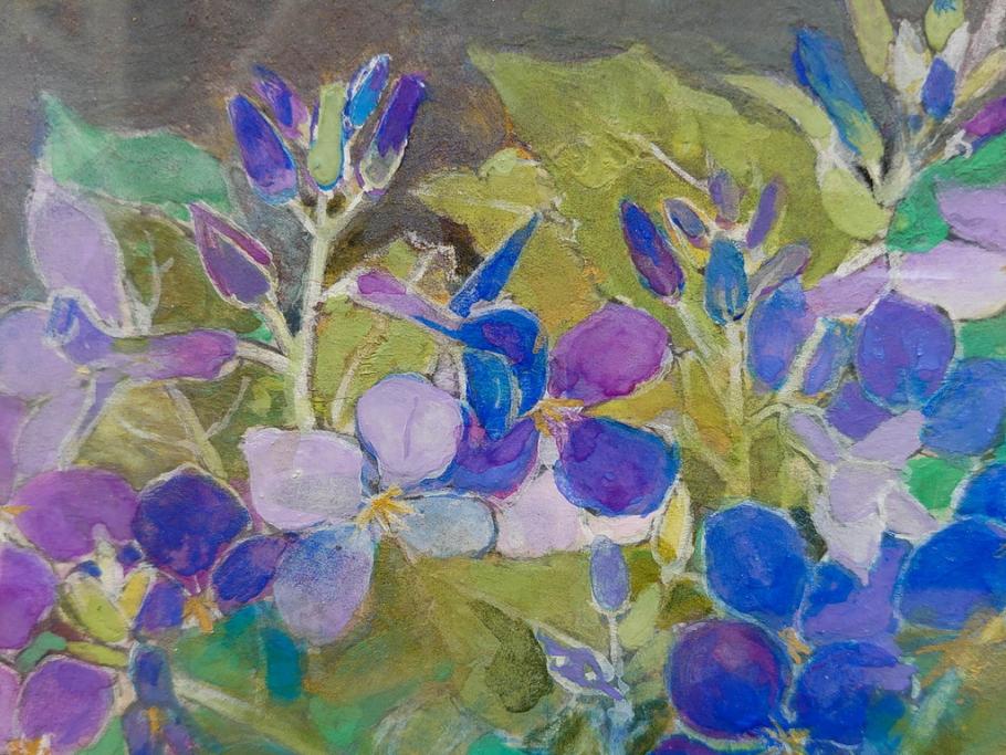 真作　三輪敦子　「初夏に咲く」　F4号　日本画(花、共シール、絵画、額装)(R-075964)