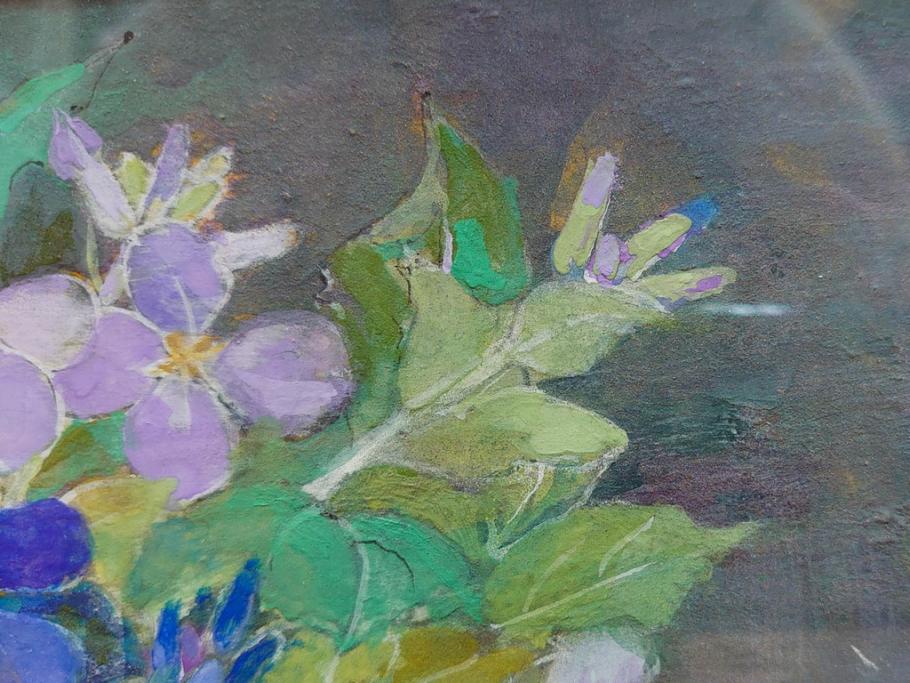 真作　三輪敦子　「初夏に咲く」　F4号　日本画(花、共シール、絵画、額装)(R-075964)