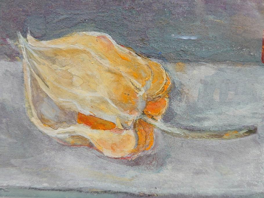 真作　三輪敦子　「初夏に咲く」　F4号　日本画(花、共シール、絵画、額装)(R-075964)