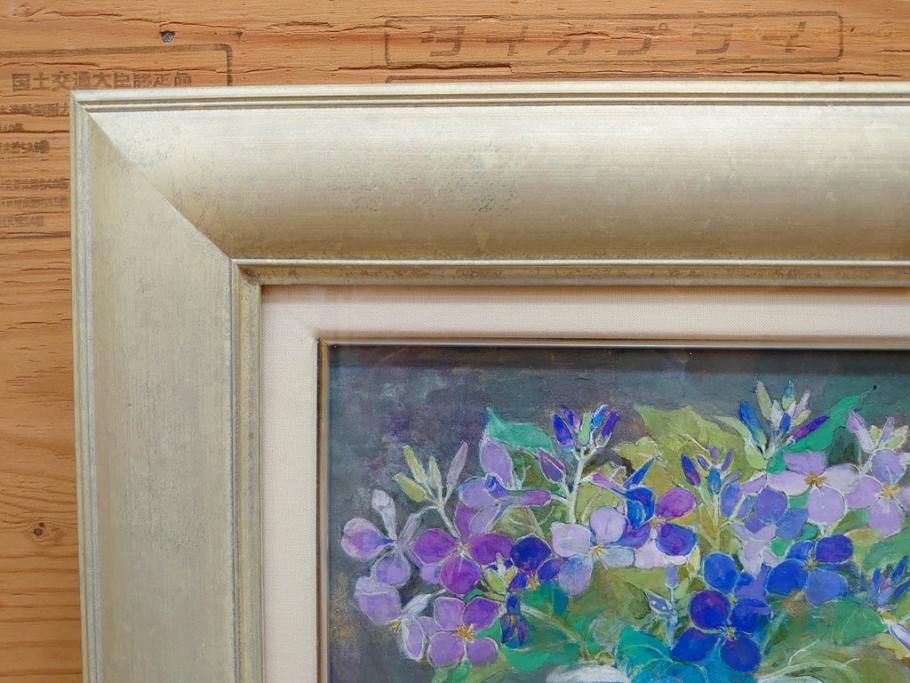 真作　三輪敦子　「初夏に咲く」　F4号　日本画(花、共シール、絵画、額装)(R-075964)