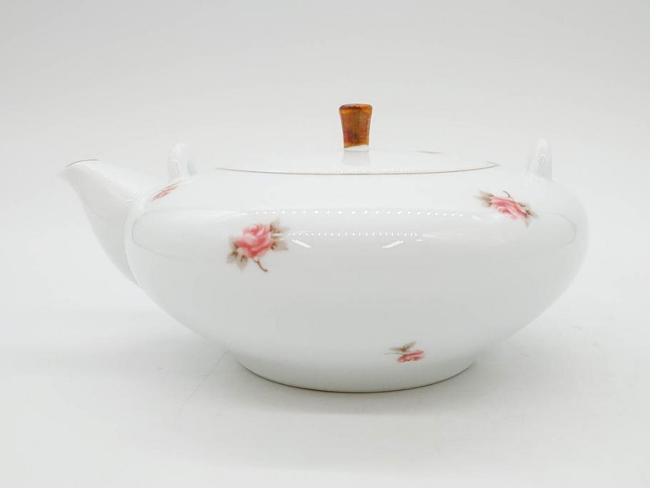 大倉陶園(OKURA、OAC)　小花　プチローズ　可憐で上品な雰囲気を醸し出す茶器セット(バラ、薔薇、急須、湯呑み5客、湯のみ、箱付き、洋食器)(R-076035)