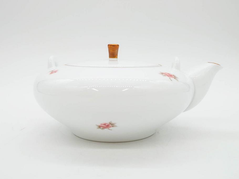 大倉陶園(OKURA、OAC)　小花　プチローズ　可憐で上品な雰囲気を醸し出す茶器セット(バラ、薔薇、急須、湯呑み5客、湯のみ、箱付き、洋食器)(R-076035)
