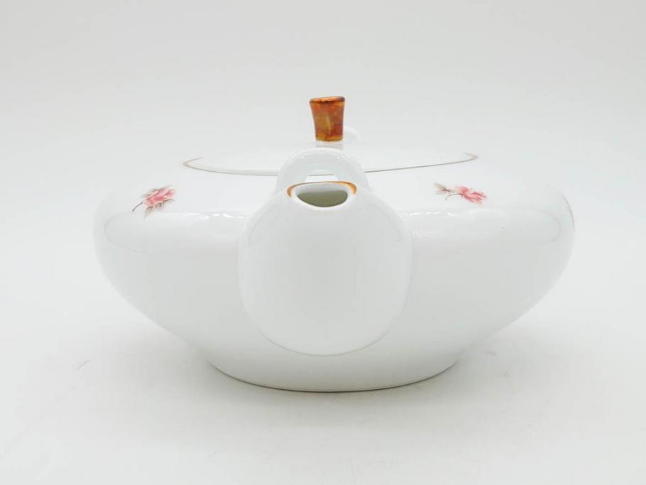 大倉陶園(OKURA、OAC)　小花　プチローズ　可憐で上品な雰囲気を醸し出す茶器セット(バラ、薔薇、急須、湯呑み5客、湯のみ、箱付き、洋食器)(R-076035)