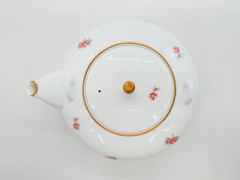 大倉陶園(OKURA、OAC)　小花　プチローズ　可憐で上品な雰囲気を醸し出す茶器セット(バラ、薔薇、急須、湯呑み5客、湯のみ、箱付き、洋食器)(R-076035)