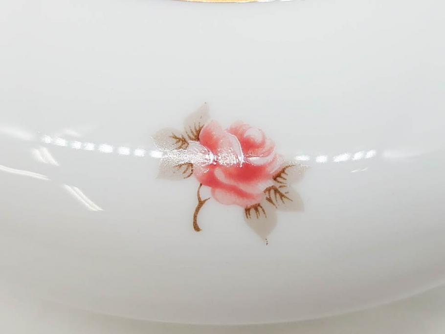 大倉陶園(OKURA、OAC)　小花　プチローズ　可憐で上品な雰囲気を醸し出す茶器セット(バラ、薔薇、急須、湯呑み5客、湯のみ、箱付き、洋食器)(R-076035)