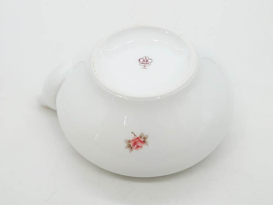 大倉陶園(OKURA、OAC)　小花　プチローズ　可憐で上品な雰囲気を醸し出す茶器セット(バラ、薔薇、急須、湯呑み5客、湯のみ、箱付き、洋食器)(R-076035)