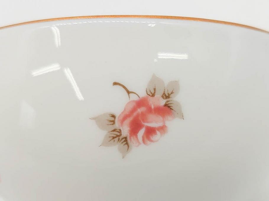 大倉陶園(OKURA、OAC)　小花　プチローズ　可憐で上品な雰囲気を醸し出す茶器セット(バラ、薔薇、急須、湯呑み5客、湯のみ、箱付き、洋食器)(R-076035)