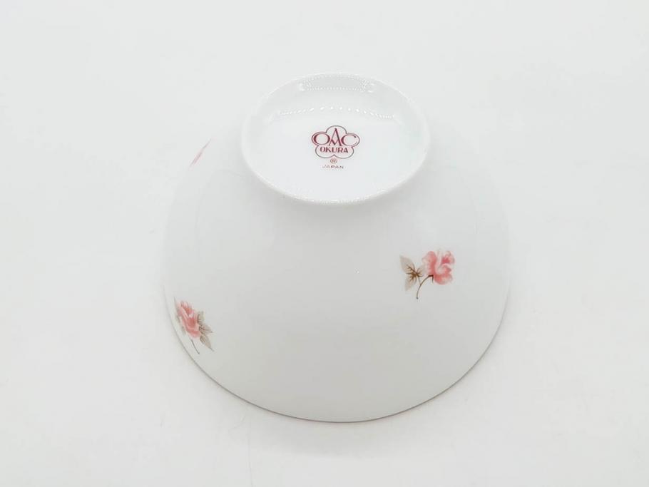 大倉陶園(OKURA、OAC)　小花　プチローズ　可憐で上品な雰囲気を醸し出す茶器セット(バラ、薔薇、急須、湯呑み5客、湯のみ、箱付き、洋食器)(R-076035)