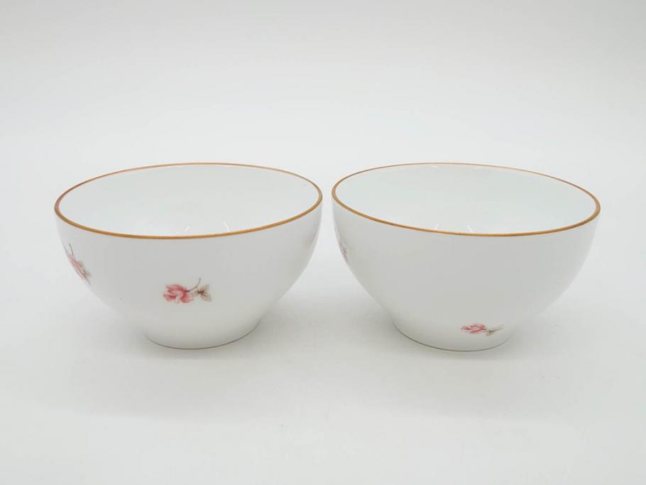 大倉陶園(OKURA、OAC)　小花　プチローズ　可憐で上品な雰囲気を醸し出す茶器セット(バラ、薔薇、急須、湯呑み5客、湯のみ、箱付き、洋食器)(R-076035)