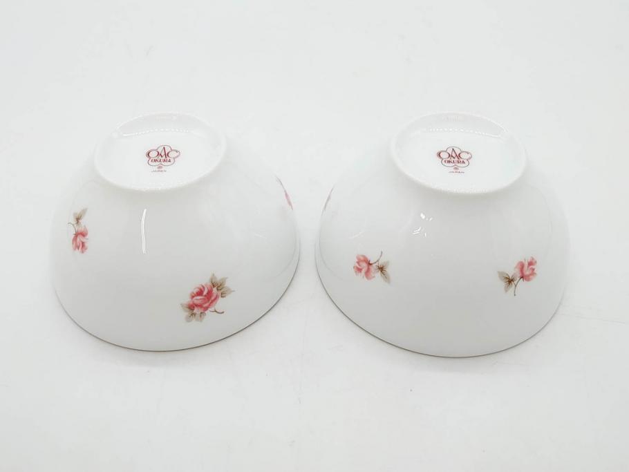 大倉陶園(OKURA、OAC)　小花　プチローズ　可憐で上品な雰囲気を醸し出す茶器セット(バラ、薔薇、急須、湯呑み5客、湯のみ、箱付き、洋食器)(R-076035)