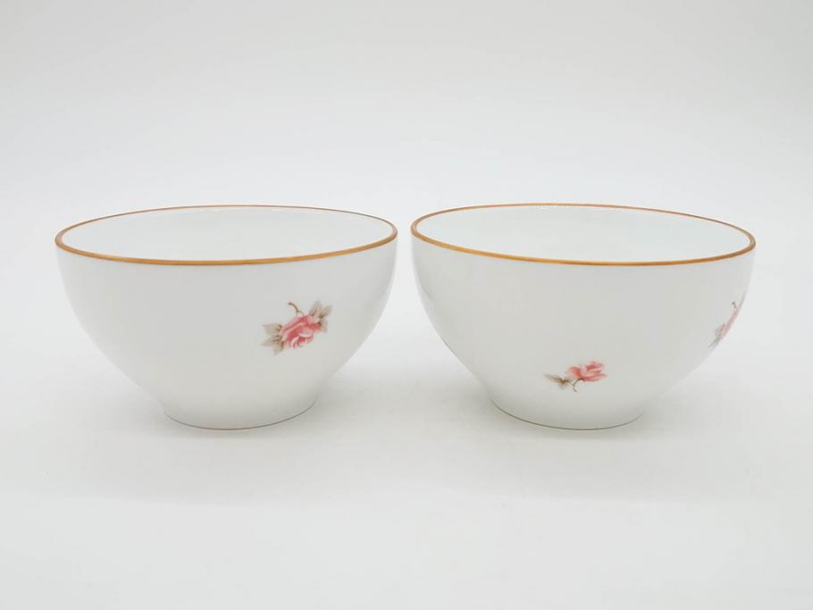 大倉陶園(OKURA、OAC)　小花　プチローズ　可憐で上品な雰囲気を醸し出す茶器セット(バラ、薔薇、急須、湯呑み5客、湯のみ、箱付き、洋食器)(R-076035)