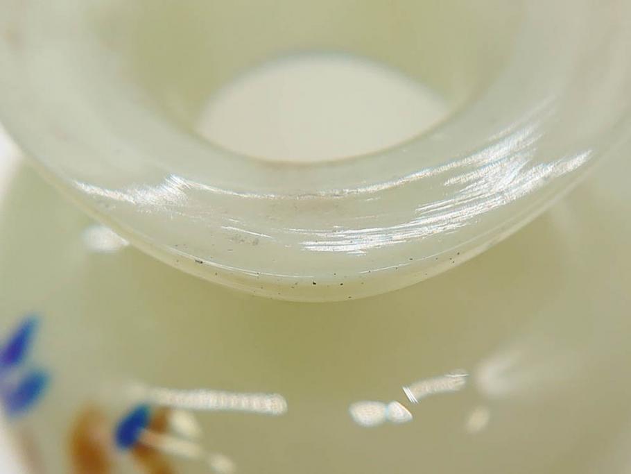 昭和レトロ　戦前　大正　可愛らしいデザインの古いマーブルガラス花瓶2個セット(フリル、色被せ、一輪挿し、花入、花器、硝子、吹きガラス)(R-076039)
