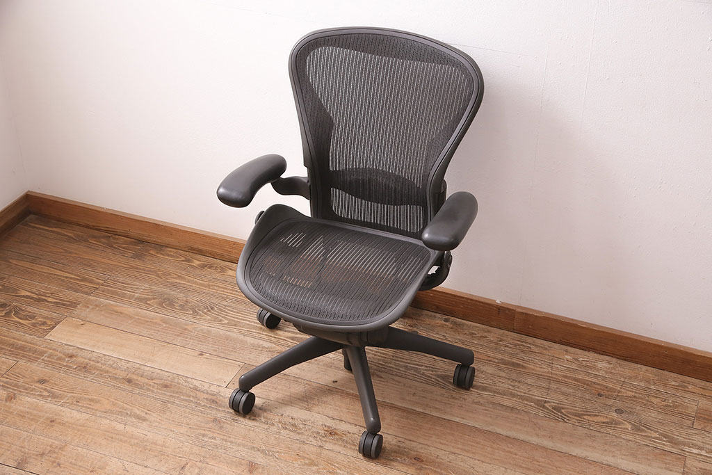 中古　Hermanmiller(ハーマンミラー社)　Bサイズ　ランバーサポート　アーロンチェア(オフィスチェア、椅子、イス)(R-047978)