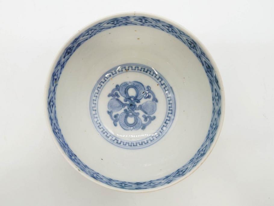 上手物　江戸期　古伊万里　色絵　約12cm　3.7寸　華やかな雰囲気溢れる蓋付き茶碗3客セット(松竹梅、金彩、風景、花、器、どんぶり、蓋茶碗、和食器、三寸七分)(R-082822)