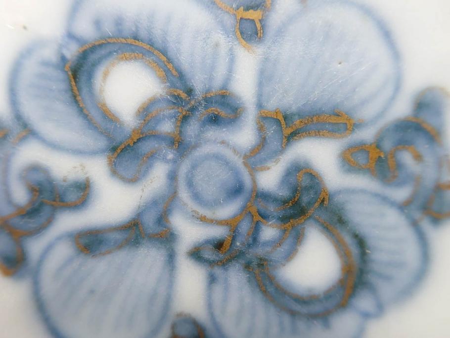 上手物　江戸期　古伊万里　色絵　約12cm　3.7寸　華やかな雰囲気溢れる蓋付き茶碗3客セット(松竹梅、金彩、風景、花、器、どんぶり、蓋茶碗、和食器、三寸七分)(R-082822)