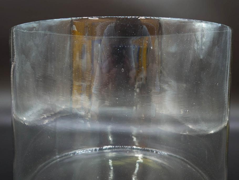 昭和初期　様々な使い方ができるシンプルで取り入れやすいガラスビン(ガラス瓶、硝子、フラワーベース、水槽、金魚鉢)(R-076201)