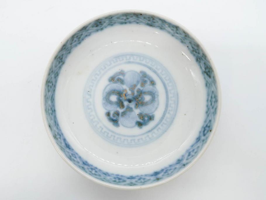 上手物　江戸期　古伊万里　色絵　約12cm　3.7寸　食卓を艶やかに彩る蓋付き茶碗5客セット(松竹梅、金彩、風景、花、器、どんぶり、蓋茶碗、和食器、三寸七分)(R-082823)