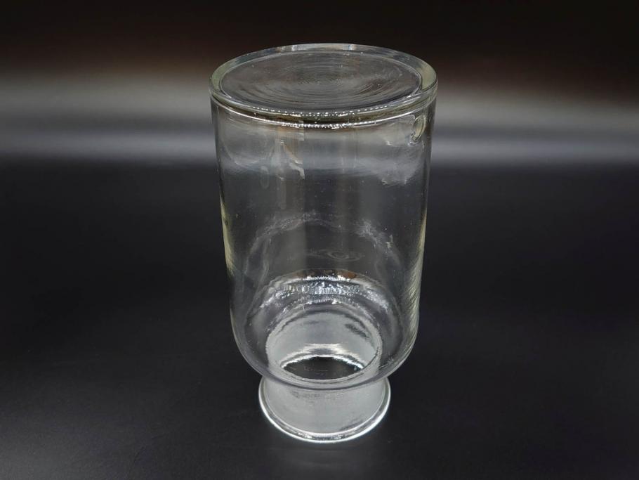 昭和レトロ　昭和初期　色々な使い方が楽しめる蓋付きガラス瓶2個セット(薬瓶、ガラスビン、硝子、メディシンボトル、キャニスター、筒型、フタ付き)(R-076202)