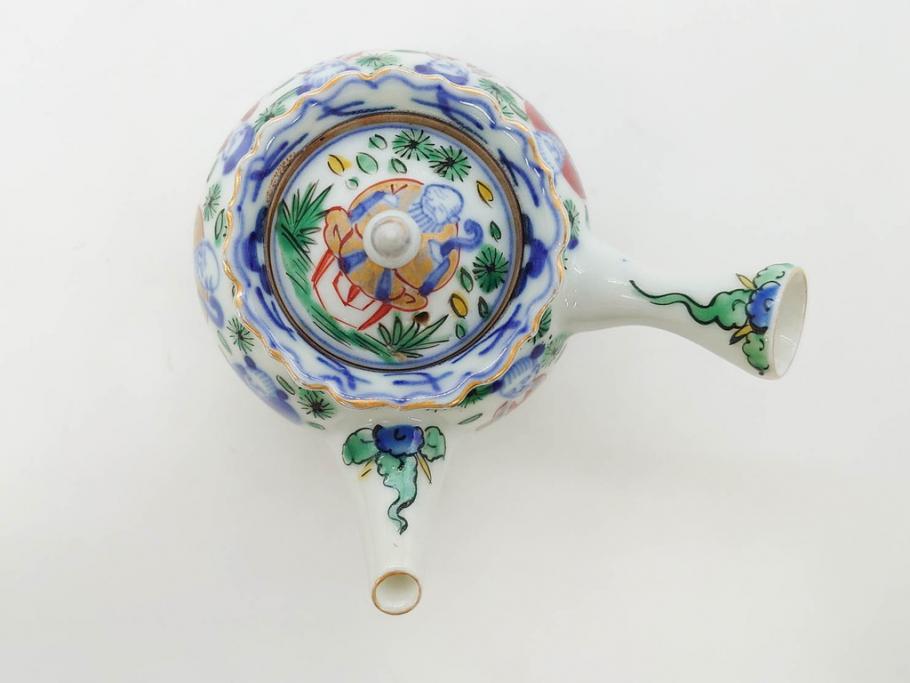 大明萬暦年製　五彩　唐人　寛ぎの時間を演出する煎茶器セット(急須、湯冷まし、煎茶碗、湯呑み、湯のみ、竹林、賢人、竜、龍、金彩、茶道具、共箱付)(R-082825)