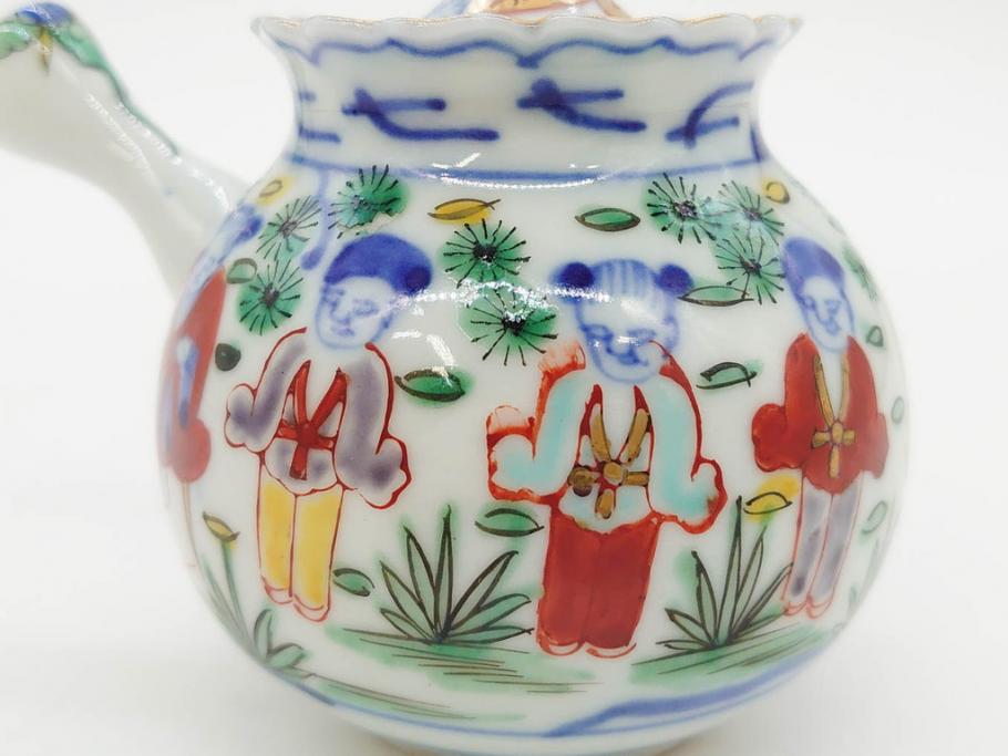 大明萬暦年製　五彩　唐人　寛ぎの時間を演出する煎茶器セット(急須、湯冷まし、煎茶碗、湯呑み、湯のみ、竹林、賢人、竜、龍、金彩、茶道具、共箱付)(R-082825)