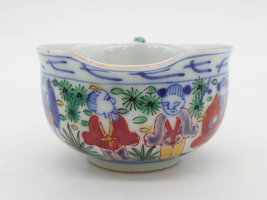 大明萬暦年製　五彩　唐人　寛ぎの時間を演出する煎茶器セット(急須、湯冷まし、煎茶碗、湯呑み、湯のみ、竹林、賢人、竜、龍、金彩、茶道具、共箱付)(R-082825)