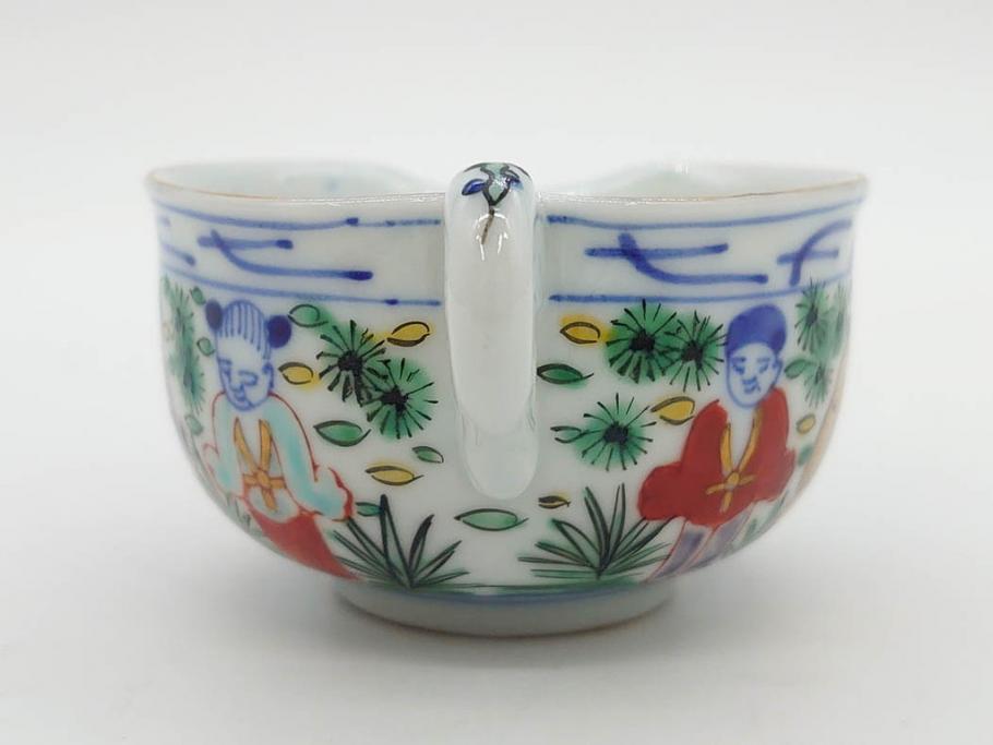 大明萬暦年製　五彩　唐人　寛ぎの時間を演出する煎茶器セット(急須、湯冷まし、煎茶碗、湯呑み、湯のみ、竹林、賢人、竜、龍、金彩、茶道具、共箱付)(R-082825)