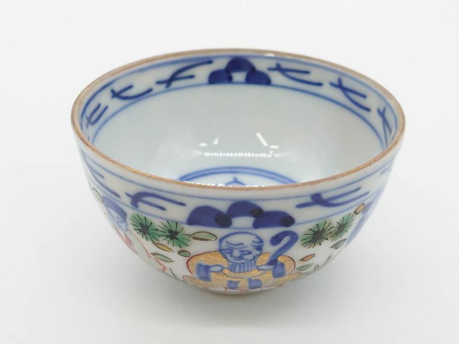 大明萬暦年製　五彩　唐人　寛ぎの時間を演出する煎茶器セット(急須、湯冷まし、煎茶碗、湯呑み、湯のみ、竹林、賢人、竜、龍、金彩、茶道具、共箱付)(R-082825)