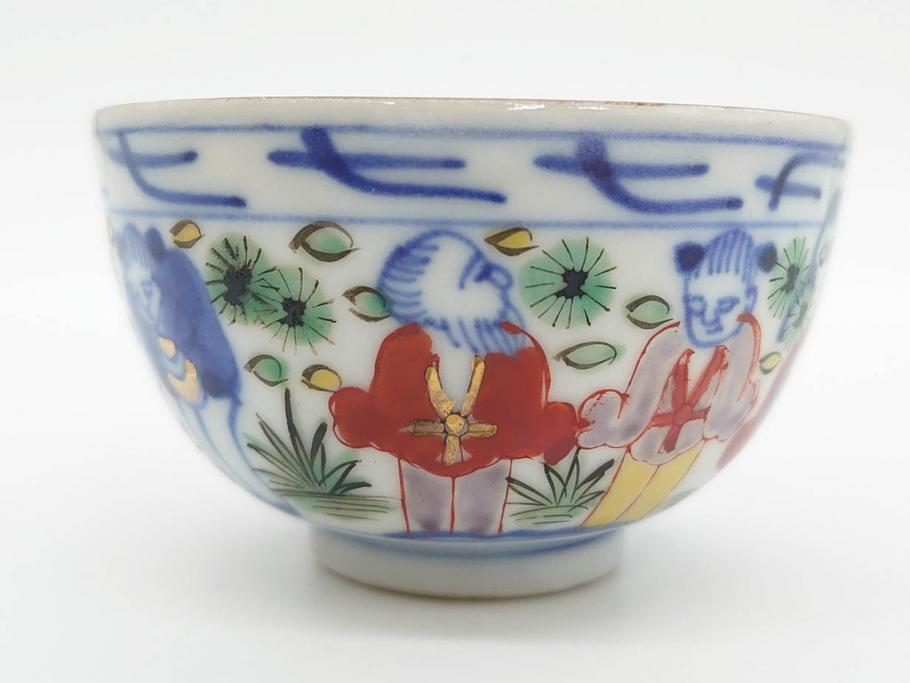 大明萬暦年製　五彩　唐人　寛ぎの時間を演出する煎茶器セット(急須、湯冷まし、煎茶碗、湯呑み、湯のみ、竹林、賢人、竜、龍、金彩、茶道具、共箱付)(R-082825)