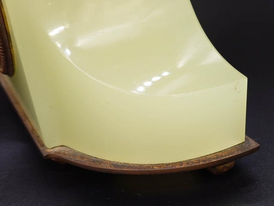 ジャンク品　戦前　当時物　ウランガラス　精工舎(SEIKOSHA・セイコー)　ゼンマイ式　8DAY(8日巻)　ノスタルジックな佇まいの置時計(硝子、枕時計)(R-082859)