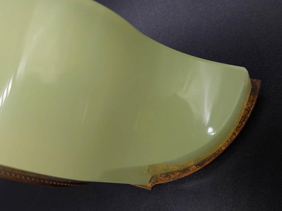 ジャンク品　戦前　当時物　ウランガラス　精工舎(SEIKOSHA・セイコー)　ゼンマイ式　8DAY(8日巻)　ノスタルジックな佇まいの置時計(硝子、枕時計)(R-082859)