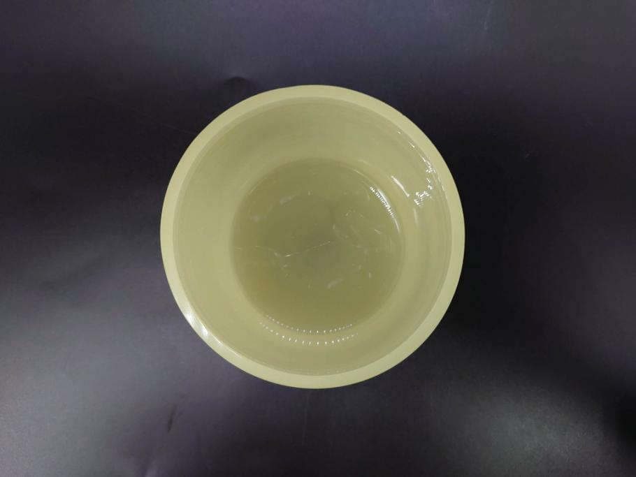 戦前 当時物 ウランガラス 上品な佇まいの小物入れ&灰皿セット(蓋物、アシュトレイ、和ガラス、硝子瓶)(R-082861)