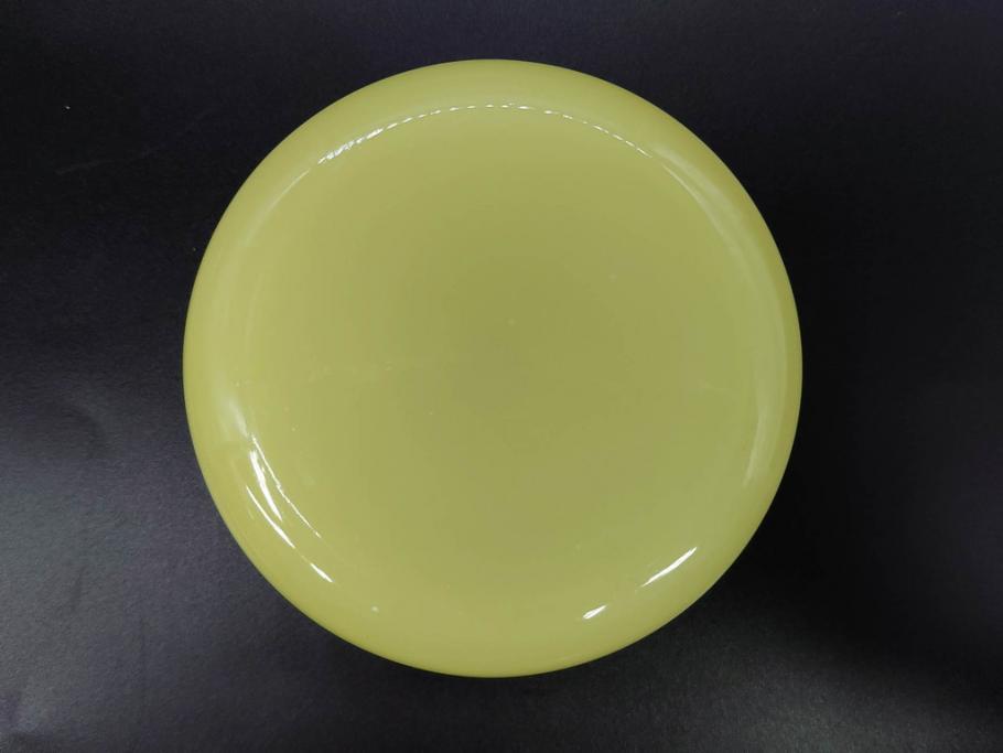 戦前 当時物 ウランガラス 上品な佇まいの小物入れ&灰皿セット(蓋物、アシュトレイ、和ガラス、硝子瓶)(R-082861)